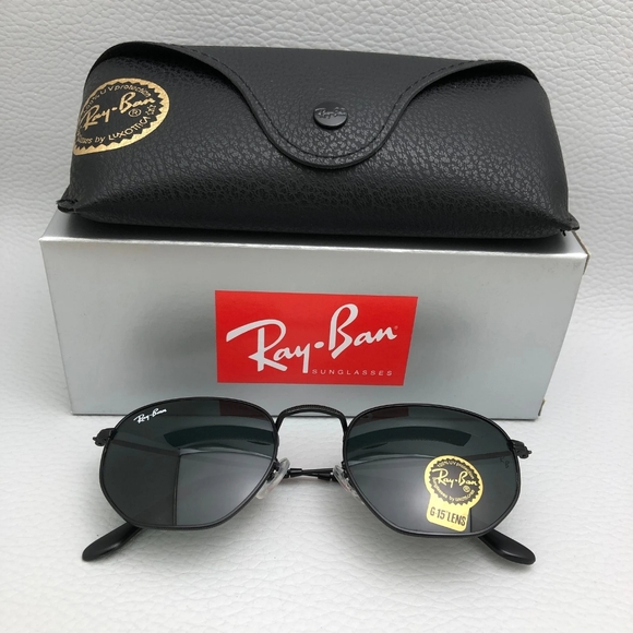 LIKE NEW RayBan Hexagonal RB3548 Black Ray ban Sunglasses - Picture 8 of 13
